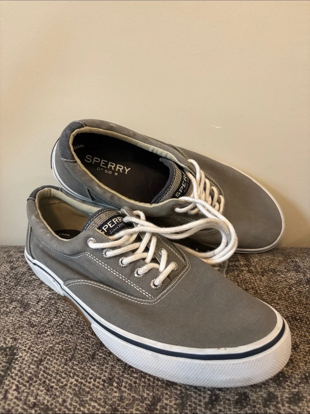 Sperry Top-Sider Men's Halyard CVO Canvas Sneakers Gray Size 11.5 Memory Foam